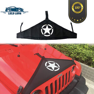 Front Hood Bra Cover T-Style Protector Kit for Jeep Wrangler JK 07-17 Black