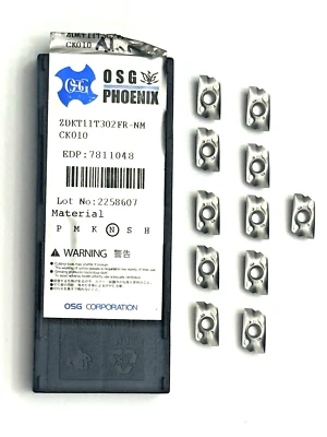 (11) piezas-OSG PHOENIX ZDKT11T302FR-insertos de fresado grado casi nuevo CK010 -#7811048 Foto 1 de 4