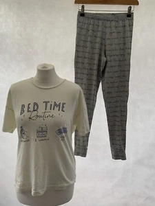 George Cream Grey Cotton Blend Women's Pyjamas Size 8-10 - Picture 1 of 11