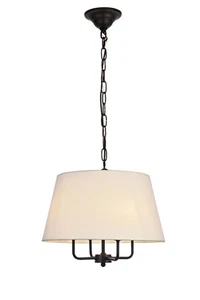Elegant Lighting LD6009D17 Black Maple 4-Light 17"W Pendant With A Fabric Shade - Picture 1 of 12