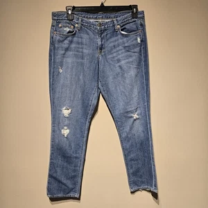 J Crew Women's Matchstick Jeans Size 33S Medium Wash Relaxed Light Distressed - Picture 1 of 5