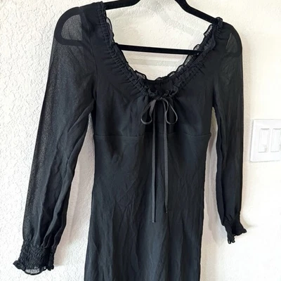 Vestido De Colección Express Seda Talla 2 Negro Gótico Bruja Caprichoso Manga Larga Transparente Vampiro Foto 1 de 4