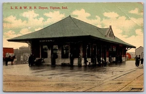K28/ Tipton Indiana Postkarte um 1910 LE&W Railroad Depot Station 283 - Bild 1 von 4