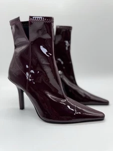 Botas Zara charol tacón alto borgoña para mujer 36 - Imagen 1 de 10