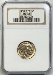 1938 "D/D" 5c Indian Head Buffalo Nickel NGC MS66 - Picture 1 of 2