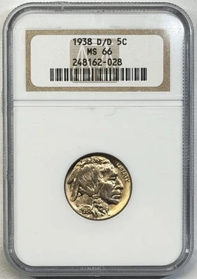 1938 "D/D" 5c Indian Head Buffalo Nickel NGC MS66 - Image 1 of 2