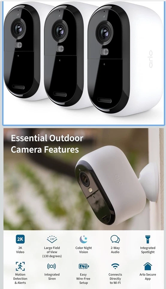 Arlo Cámara de Seguridad Esencial 2K Exterior - Interior 2 Generación Nueva - Image 1 of 4