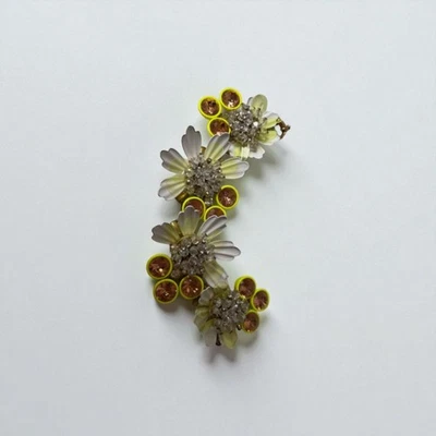 "Flor esmaltada JCrew con pétalos de Chartreuse y cristales de Brúleé naranja 8""" Foto 1 de 4