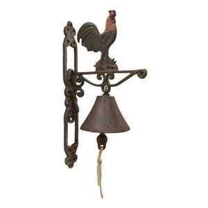 Metal Wall Mount Rooster Welcome Bell Rustic Farm/Yard/Garden/Patio Door Decor - Picture 1 of 5