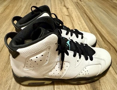 NIKE AIR JORDAN 6 Retro BG Blanco Hyper Jade 384665-122 Zapatos de Baloncesto 7Y Juveniles Foto 1 de 4