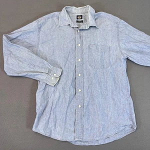 Levis Dockers Chambray Denim Mens Med Button Down Shirt Chest Pocket 80s 90s - Picture 1 of 10