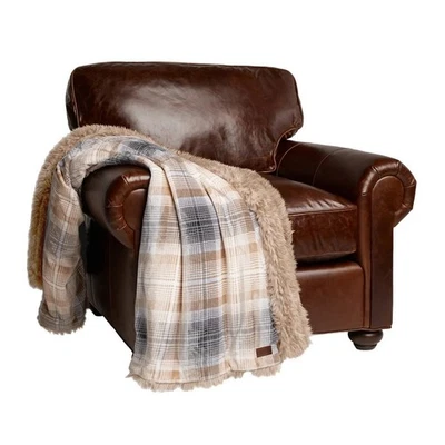 NEW Orvis Cozy Luxe Throw, Reversible Faux 60" X 70" Choice Brown, Gray, Ivory - Image 1 of 4