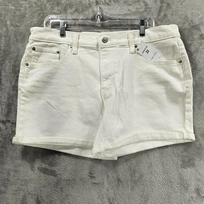 Levi's Shorts Womens 33 White Mid-Length Denim 5-Pocket Cuffed Mid Rise Slim Hip - Image 1 of 4
