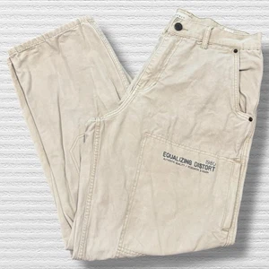 PacSun Men’s Carpenter Pants 34x32 Beige Baggy Fit Utility Workwear Y2K - Foto 1 di 11