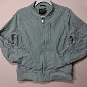 Chaqueta Carhartt Mujer Resistente Flex Bomber Mediana Verde Como Nueva Cremallera Calce Relajado - Imagen 1 de 10