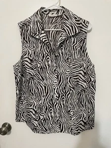 Chico’s Bluse 3 XL ärmellos braun-weiß Zebramuster Knopfleiste bügelfrei - Bild 1 von 7