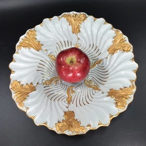 Antiguo plato Meissen para servir 11" hoja de oro (1924-33) espadas cruzadas alemanas - Imagen 1 de 24
