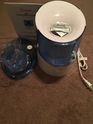 Crane USA Classic 0.5 Gal-Warm Mist Ultrasonic Tabletop Humidifier - White/Blue - Image 1 of 4