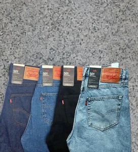 Levi's 501 Original Jeans Regular Fit Stonewash Blue - Black / Rigid Stf-Blue - Picture 1 of 31