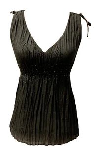 Y2K EXPRESS DESIGN STUDIO Grunge Schwarz Seide Knirschen Klar Pailletten Gr. S Neu ohne Etikett - Bild 1 von 9