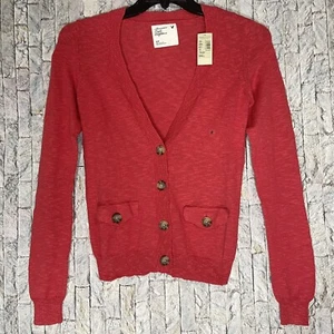 NWT American Eagle Pink Salmon Button Down Pockets Cardigan Sweater Women's S - Picture 1 of 10