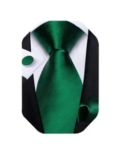 Mens Emerald Green Ties for Men Business Formal Green Necktie and Pocket Squa... - Picture 1 of 6