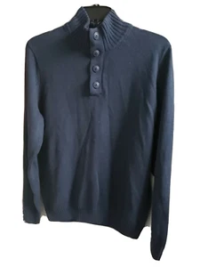 Basic Editions Men's Navy Blue 1/4-Button Pullover Sweater Size M #GDOT - Picture 1 of 3
