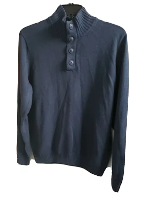 Basic Editions Men's Navy Blue 1/4-Button Pullover Sweater Size M #GDOT - Image 1 of 3