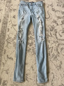 Hollister Sz W26/L30 3R High Rise Super Skinny Classic Stretch Distressed Jeans - Picture 1 of 9