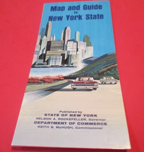 Antique Map and Guide to New York State Fold Out Tourist Info 1960s Rockefeller - Picture 1 of 3