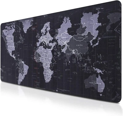 Import 90x40cm Gaming Mousepad con Mappa del Mondo - Nero - Immagine 1 di 4