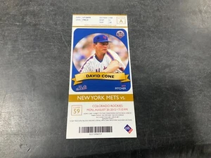 METS~2012 TICKET STUB 8/20/12 VS ROCKIES~CUBIERTA: DAVID CONO - Imagen 1 de 1