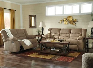 Modern Living Room Light BROWN Microfiber Reclining Sofa Couch Loveseat Set IF1G - Picture 1 of 5