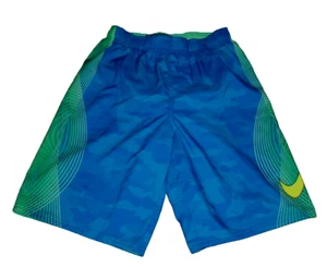NIKE Boys Size XL Blue & Volt Green Yellow Mesh Lined Board Swim Shorts - Picture 1 of 5
