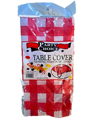 Cubierta de mesa de plástico Party Choice 54 x 108 rojo y blanco a cuadros Foto 1 de 2