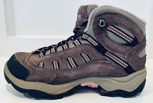 Hi-Tec Bandera Womens 6.5 B Pink Suede Mesh Lace Up Hiking Boots Waterproof - Picture 1 of 12