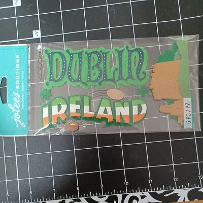 SCRAPBOOK STICKER Title Travel Dublin Ireland castle Blarney celtic rainbow gold - Изображение 1 из 2