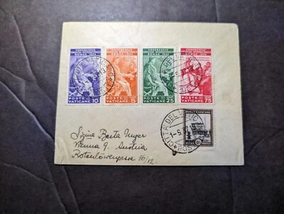 Juego de estampillas de la Ciudad del Vaticano 1937 cubierta a Viena 9 Austria Foto 1 de 2