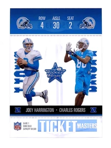 2003 Rookies & Stars Ticket Masters Joey Harrington Charles Rogers RC /1325 - Picture 1 of 2