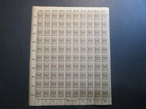 LARGE SHEET vtg Germany Deutfches Reich 100 STAMPS MNH FULL SHEET, 500 TAUSAND - Picture 1 of 14