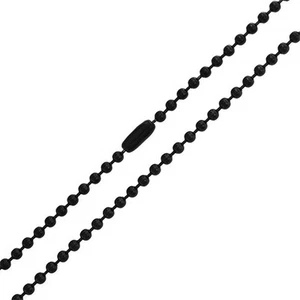 GRANDE CHAINE COLLIER POUR HOMME ADO FEMME ACIER NEUVE 60 CM BOULE NOIR 2,4 MM - Imagen 1 de 1