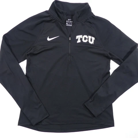 TCU Nike Pullover 1/4 Zip Mock Neck Women's Small Black Horned Frogs Dri-Fit Cover