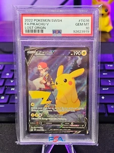 2022 PIKACHU V TG16 PSA 10 POKEMON SWORD & SHIELD LOST ORIGIN FULL ART - Picture 1 of 4