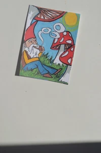 ACEO Originals Gnome Mushroom Original Art Paintings not a print - Picture 1 of 3