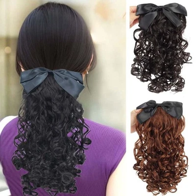 Retro Short Curly Ponytail Wig Easy To Wear Children Adult Wig Ponytail  Girls - Image 1 of 4
