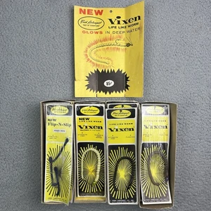 Vintage Fred Arbogast Vixen Fishing Lure Worms & Flip N Slip Worms Lot 43 Total - Picture 1 of 17