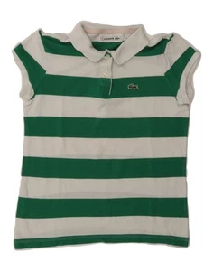 LACOSTE Girls Polo Shirt 11-12 Years Green Striped Cotton CS59 - Picture 1 of 3
