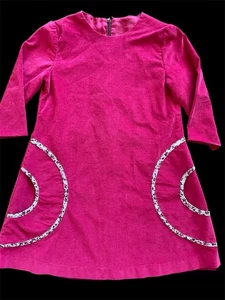 Isabel Garreton (Chile) EUC Raspberry Cotton Velveteen Lined Dress-8yrs - Picture 1 of 7