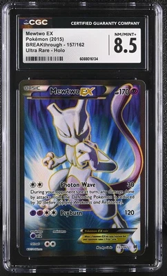 CGC 8.5 Mewtwo EX 2015 BREAKthrough 157/162 Ultra Rare Holo Pokemon Card - Image 1 of 2