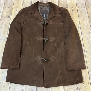 J Crew Cappotto Giacca Pelle Scamosciata Toggle Fodera Plaid Rimovibile Uomo Medium - Foto 1 di 16